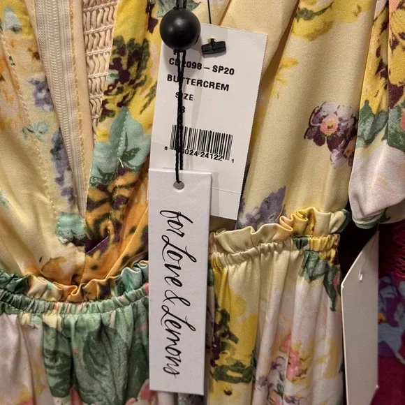 💛 For Love And Lemons Yellow Floral Midi Dress 💛